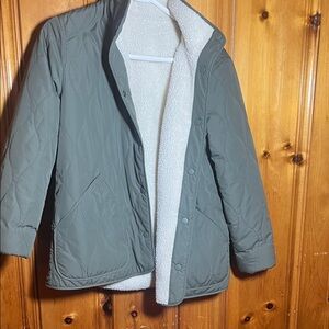 Lands' End Green Quilted Puffer Jacket